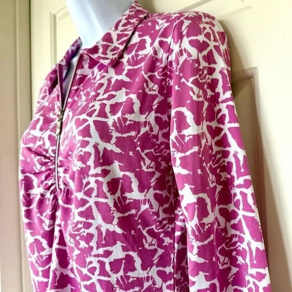 NWOT Sport Haley Women’s Pink Print 1/4 Zip Collared Sports Long Sleeve Top
